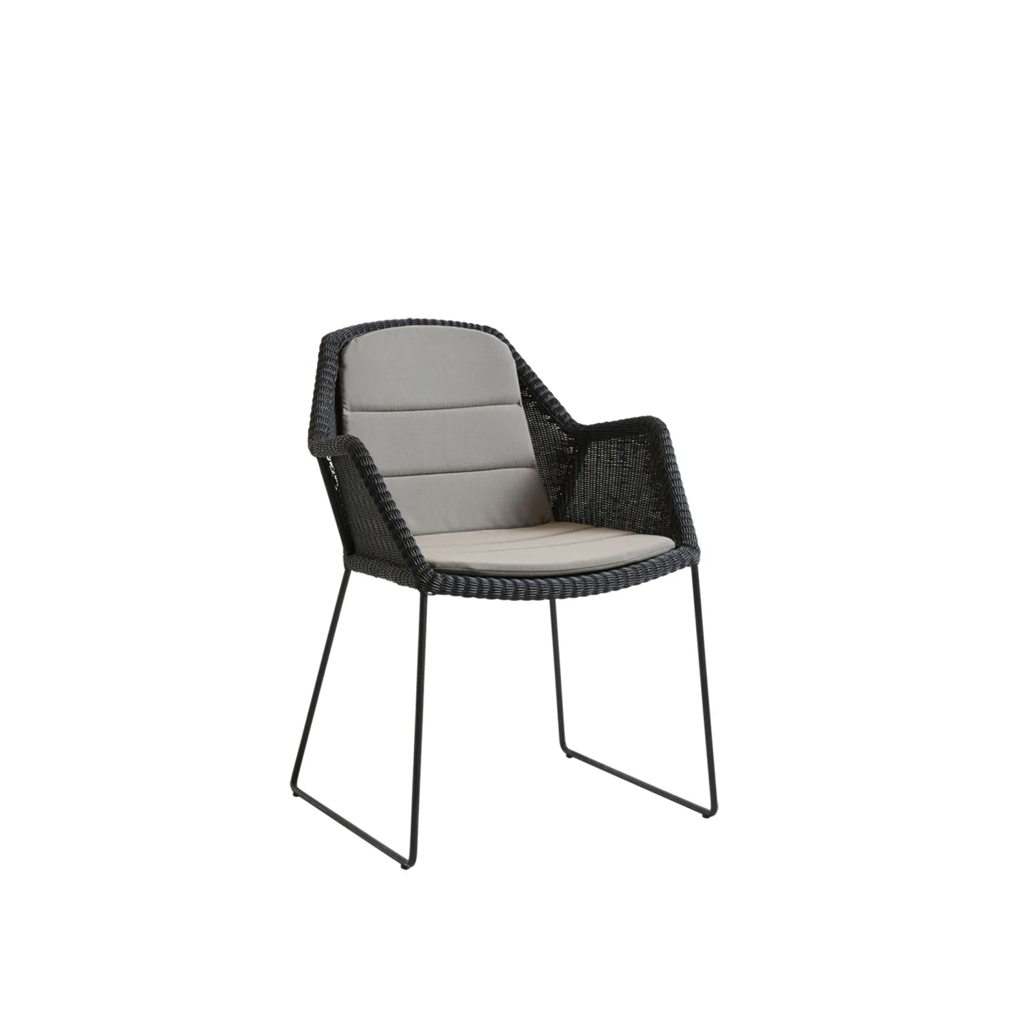 Cane-Line - Breeze Karmstol, Black, Tempotest Taupe Y36 - Matstolar utomhus - Strand+Hvass - Svart - Metall/Textilmaterial/Syntetiskt