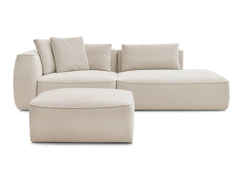 3er Sofa mit Hocker BOBOCHIC LEOPOLD Stoff chiniert beige