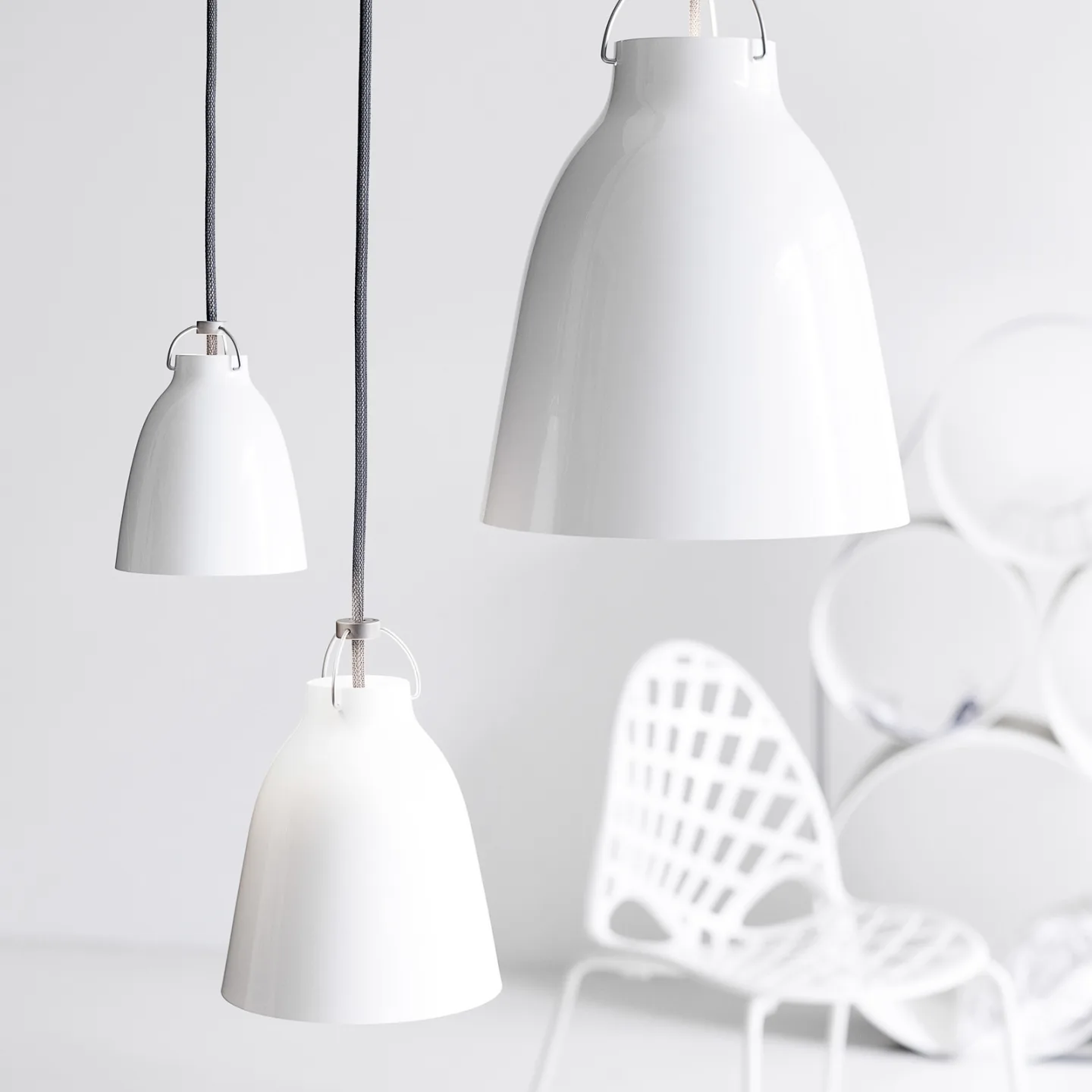 Caravaggio™ P1 Pendel Hvid - Fritz Hansen Caravaggio P1 - Stue - Design - Metal - Med én lyskilde