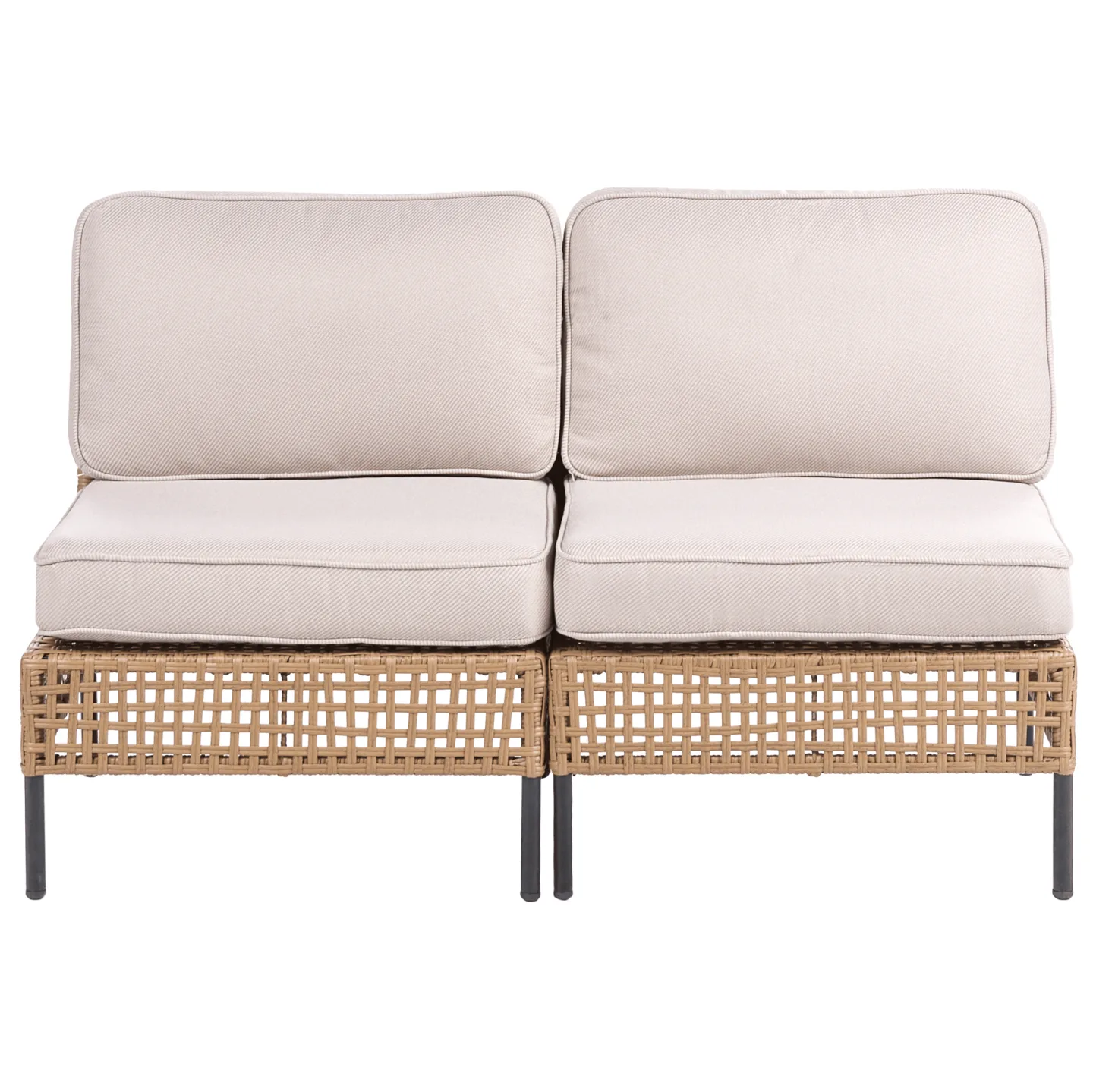 Soffa utomhus 2-Sits Omegana Utan Armstöd Konstrotting - Beige/Svart
