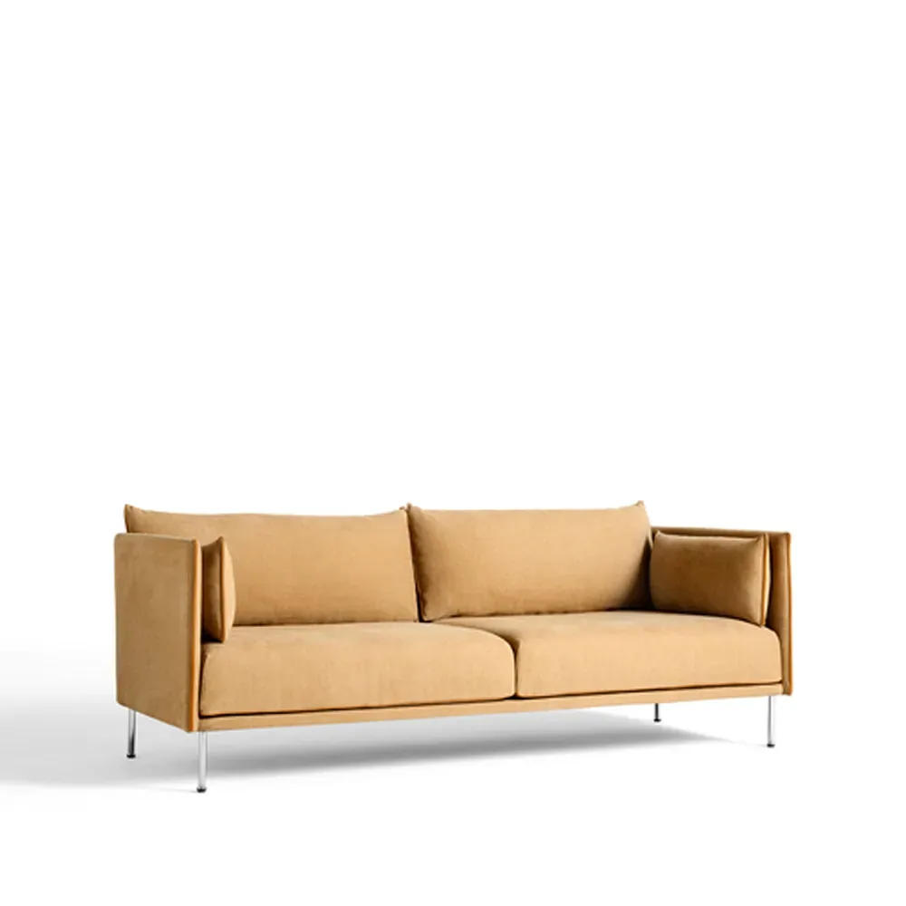 HAY Silhouette 3-Sitzer Sofa Linara 142 cognac-Chrombeine