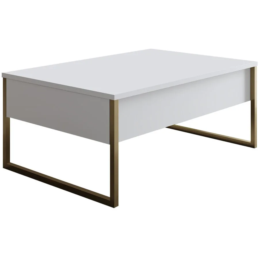 Salontisch Yasam weiss, silber Melamin B 90 T 60 cm