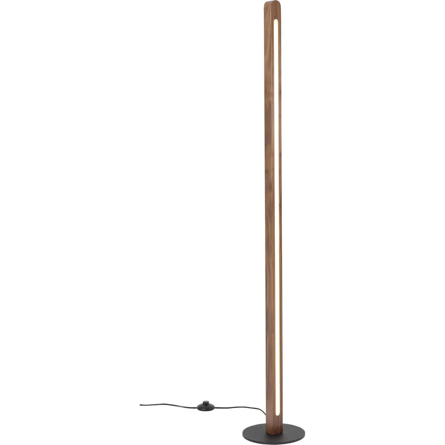 Stehlampe Kira Braun Holz/Metall 22 cm 150 cm - Farbe: nussbaum - LED - Lichtfarbe: Extra warmweiss - Helles Neutralweiss - Material: Nussbaum massiv,