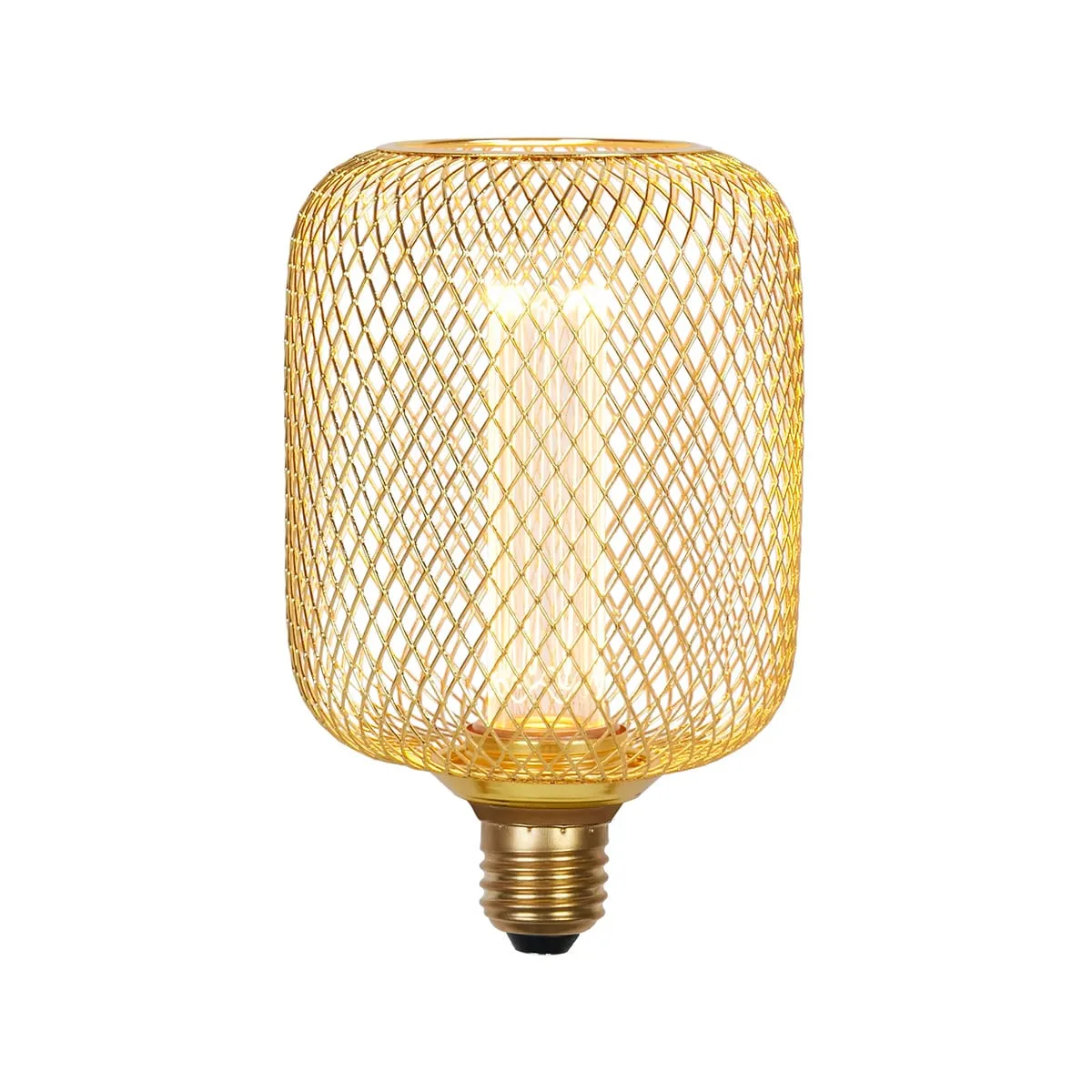 Tublampa Wire Mesh Drum Lamp Guld 1800K E27