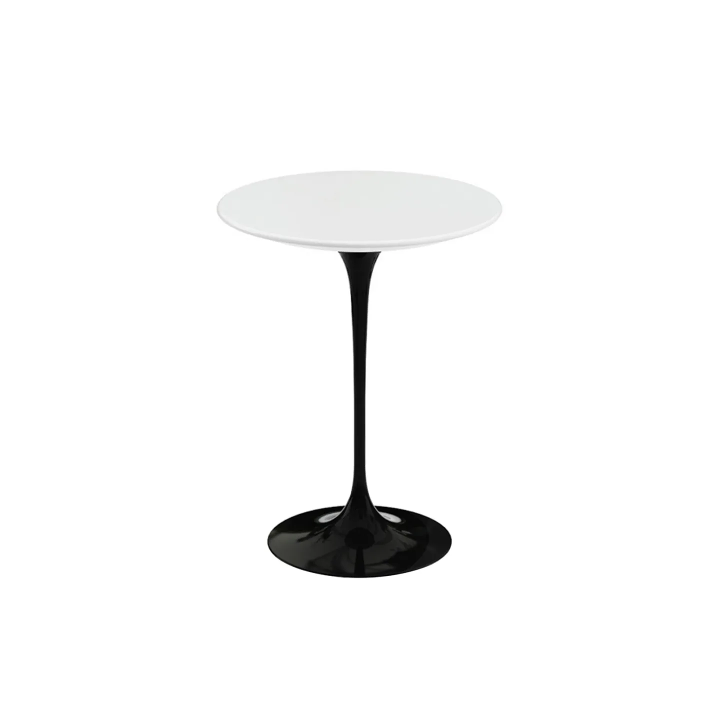 Knoll - Saarinen Round Table - Småbord, Svart underrede, skiva i Vit laminat, Ø 41 - Sidobord - Eero Saarinen - Svart - Metall/Trä