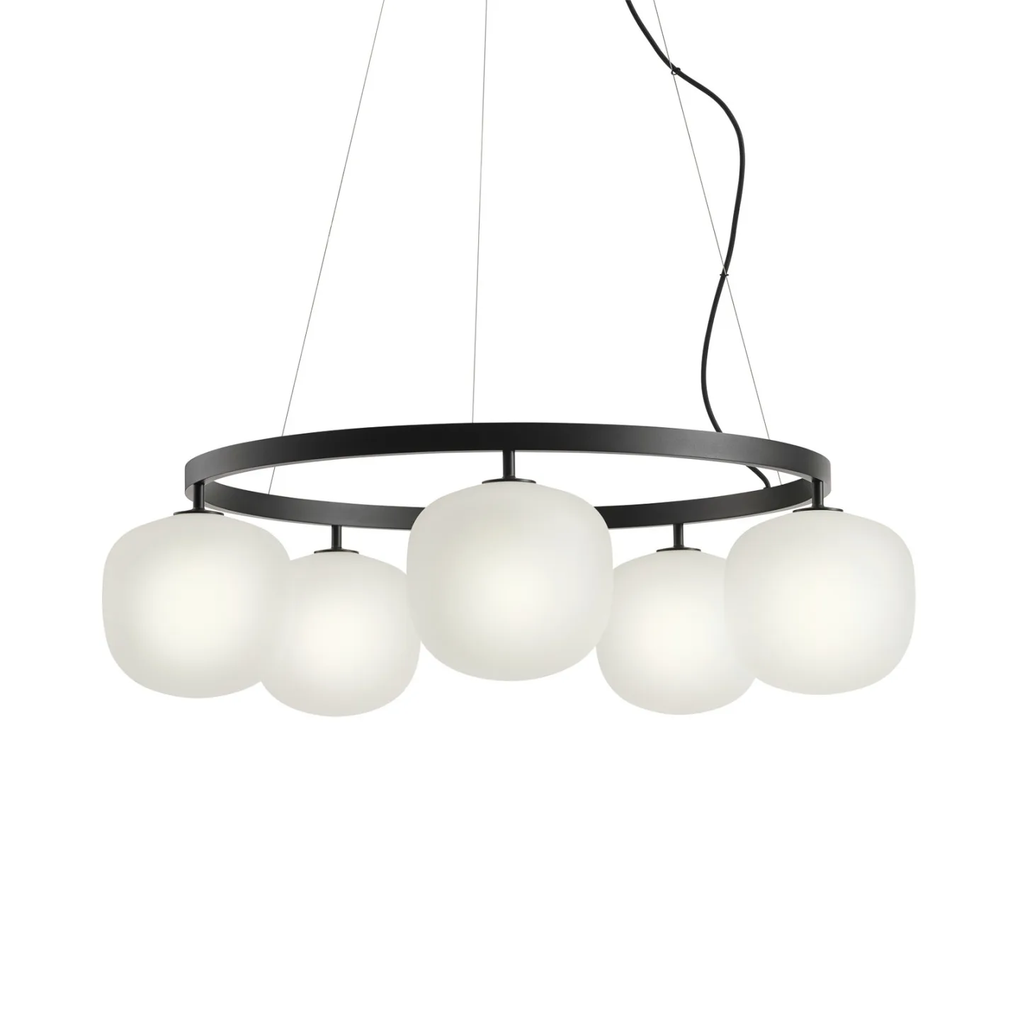 Lysehængelampe, sort glas, Ø 80 cm, G9 - Muuto - Stue - Design - Med flere lyskilder