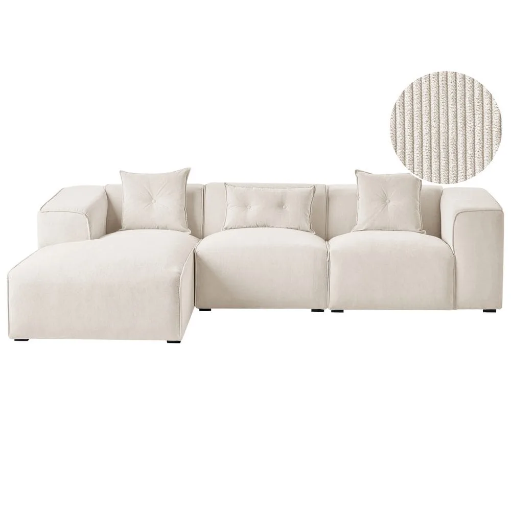 3-sits soffa Dolva - Vit, Svart/Högervänd/Manchestertyg