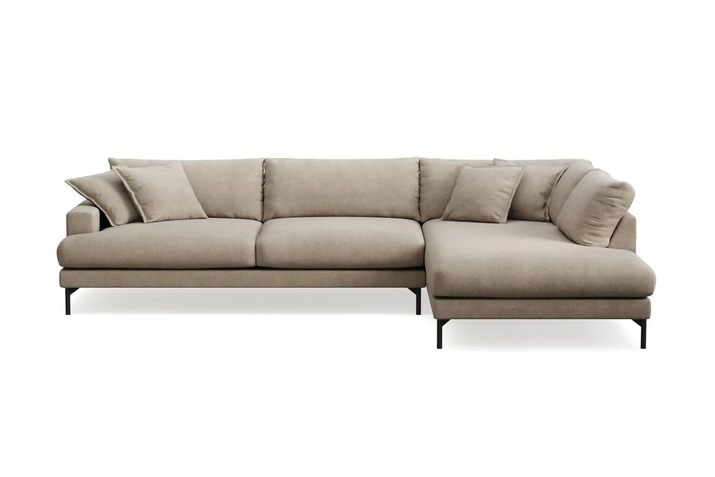 Menard Premium 5-sits Högervänd L-formad Djup Schäslongsoffa i Tyg - Brun