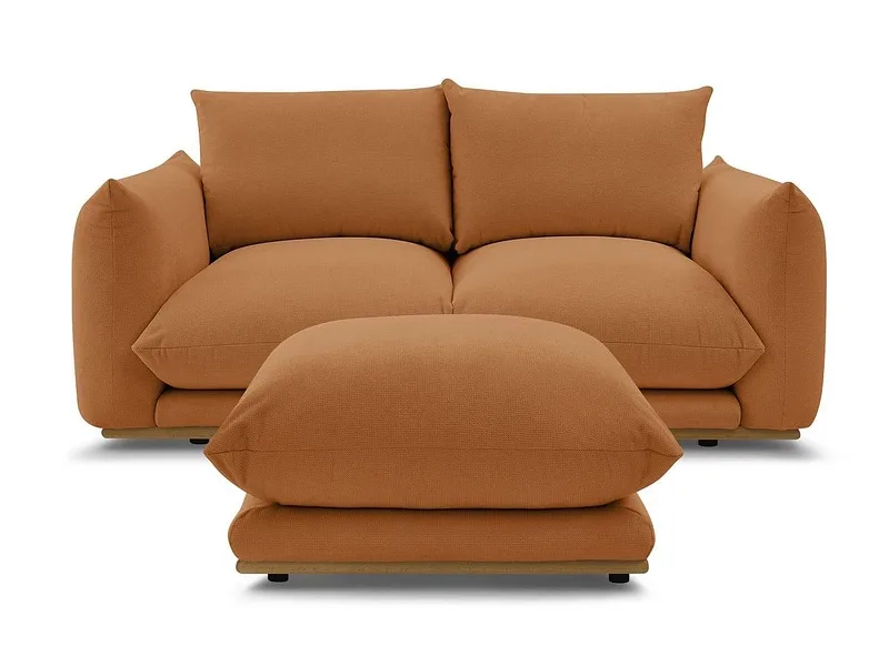2er Sofa mit Hocker BOBOCHIC ERNEST Stoff orange