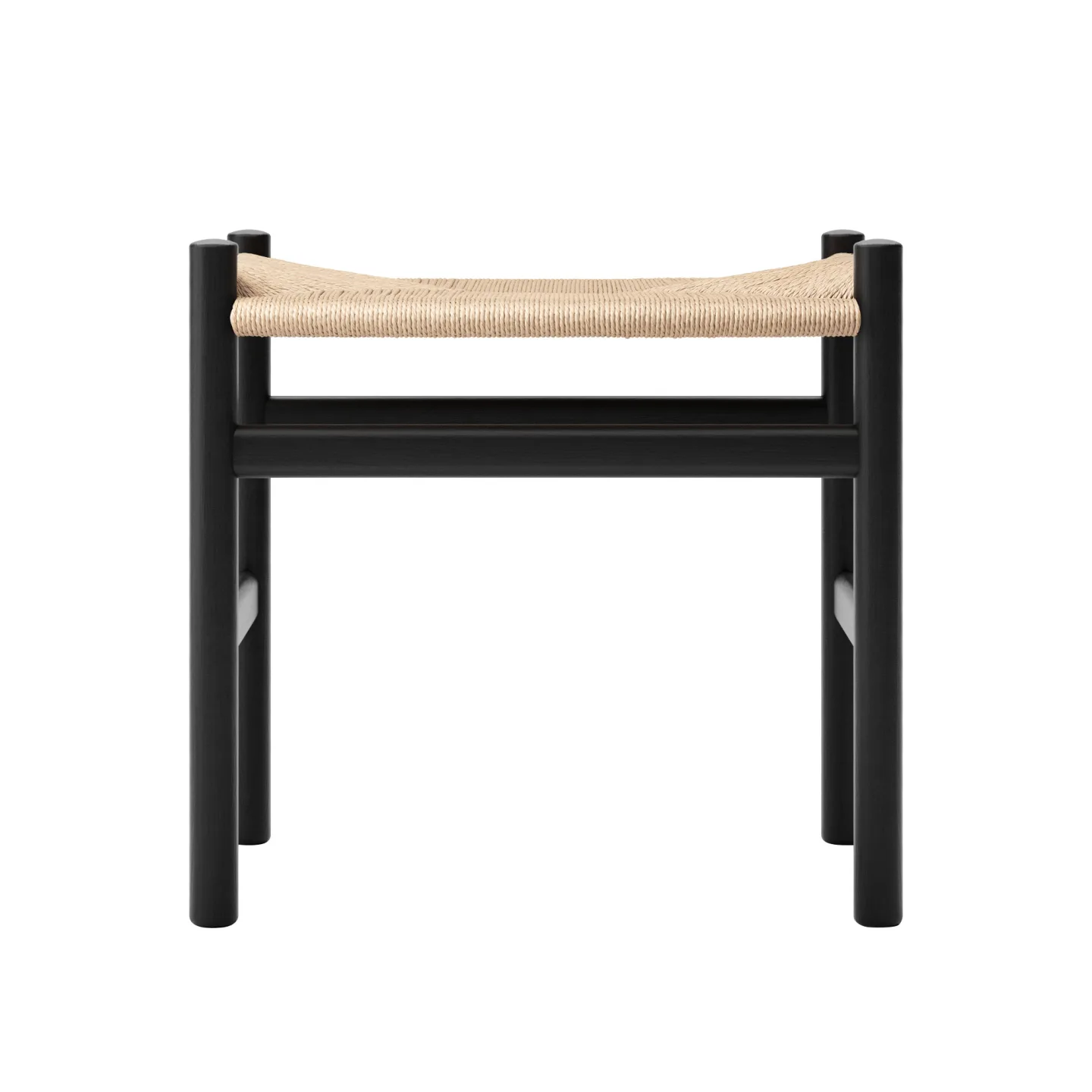 Carl Hansen - CH53, Ek, Svart, Naturflätad, 43 cm - Fotpallar - Hans J. Wegner - Svart - Papper/Trä