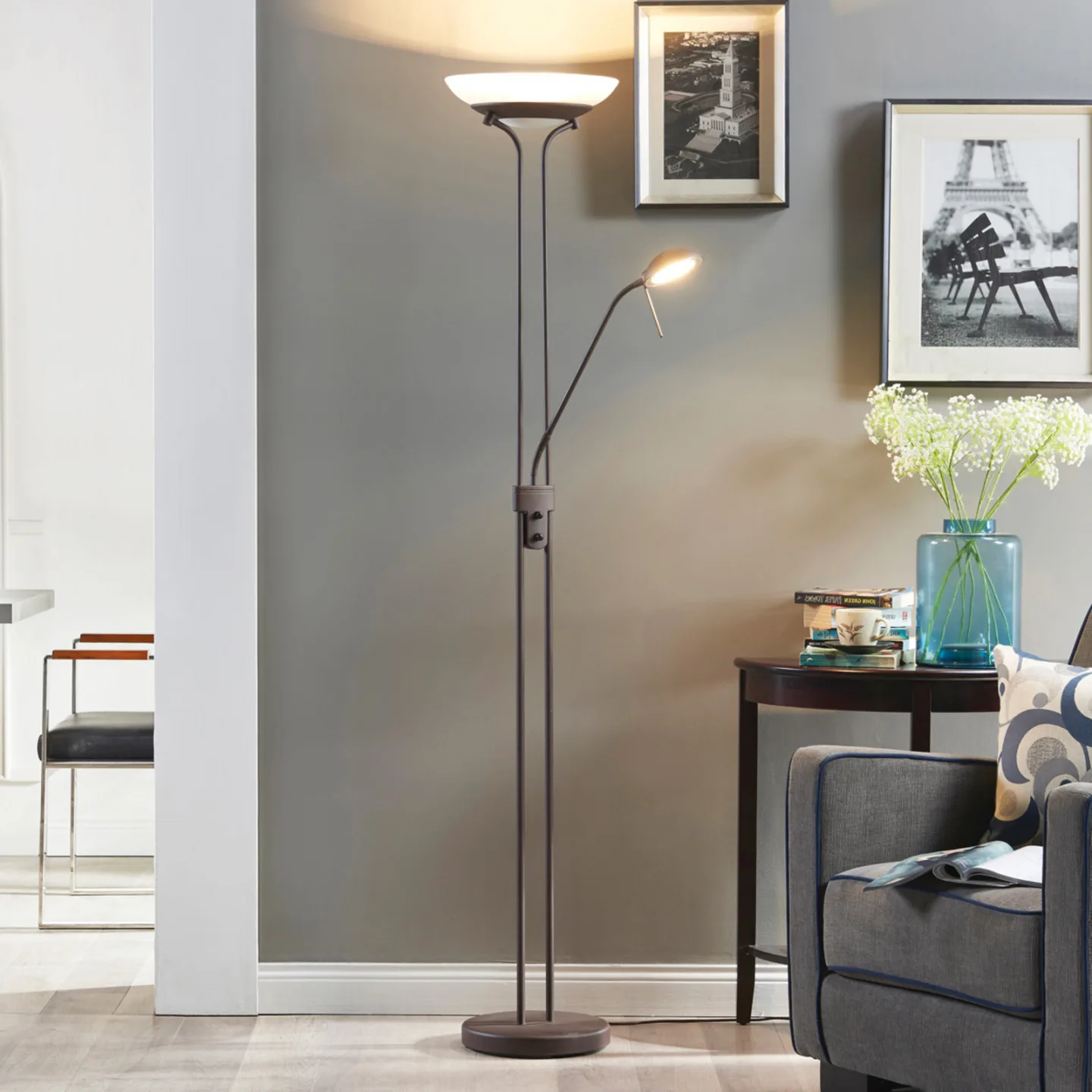 Yveta Stehleuchte Rust/White - Lindby - Wohnzimmer - Landhaus / Rustikal - Metall - Mehrflammig