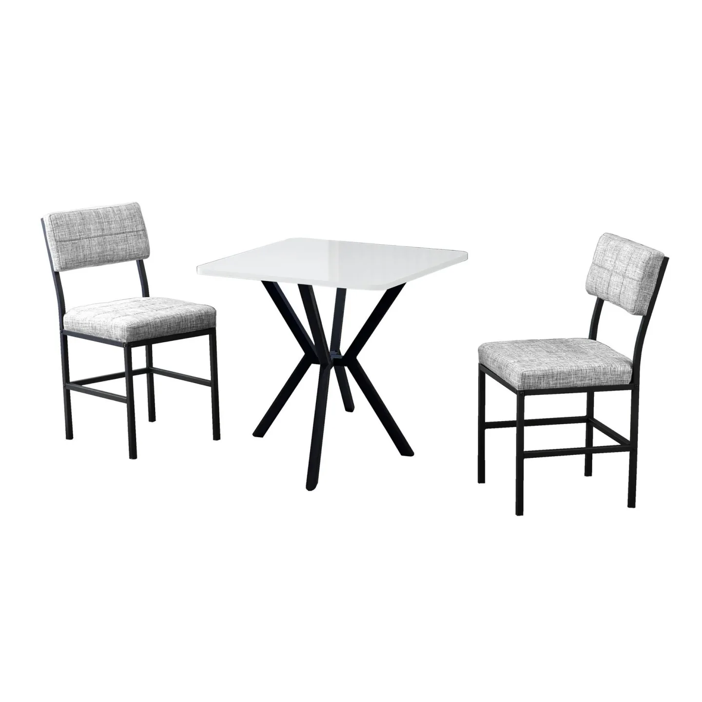 Stedum Matgrupp Bord 70 cm + 2 Stolar - Grå Och Vit
