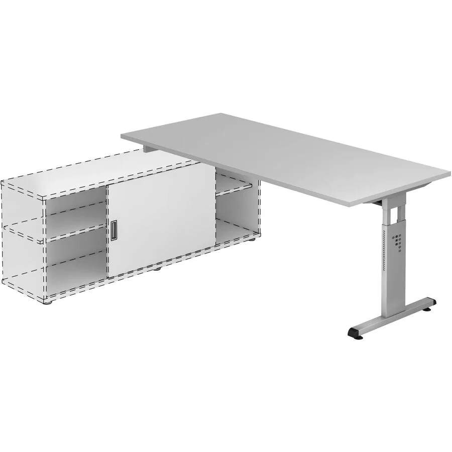 Anbauschreibtisch Office grau Holzwerkstoff B 180 T 80 cm