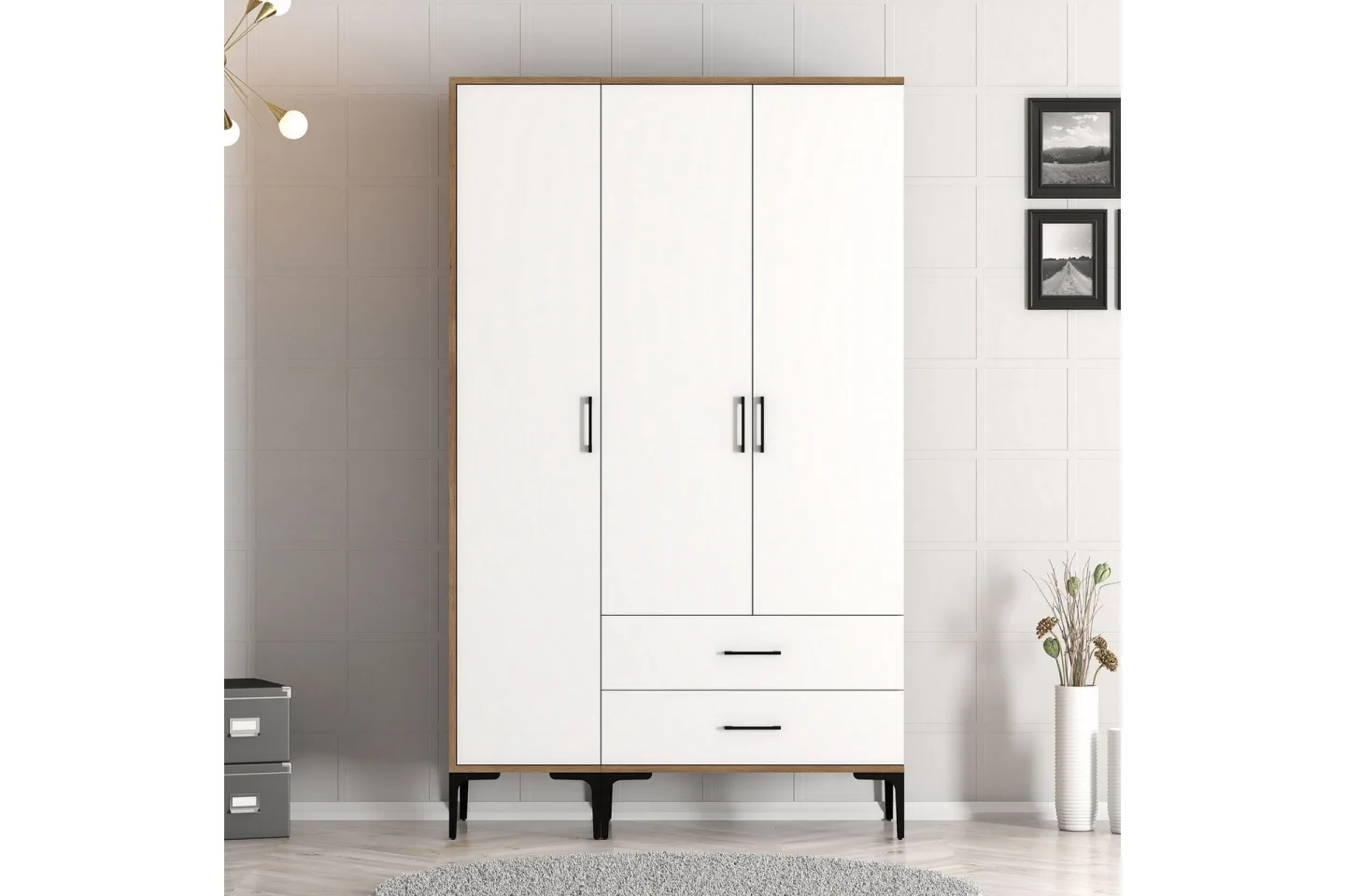 Kumsal Garderob 120 cm - Brun/Vit
