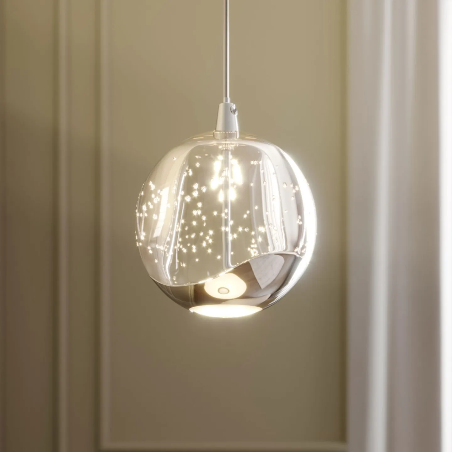 Hayley 1 Pendelleuchte Ø9 Clear/Chrome - Lucande - Wohnzimmer - Modern - Glas - Einflammig