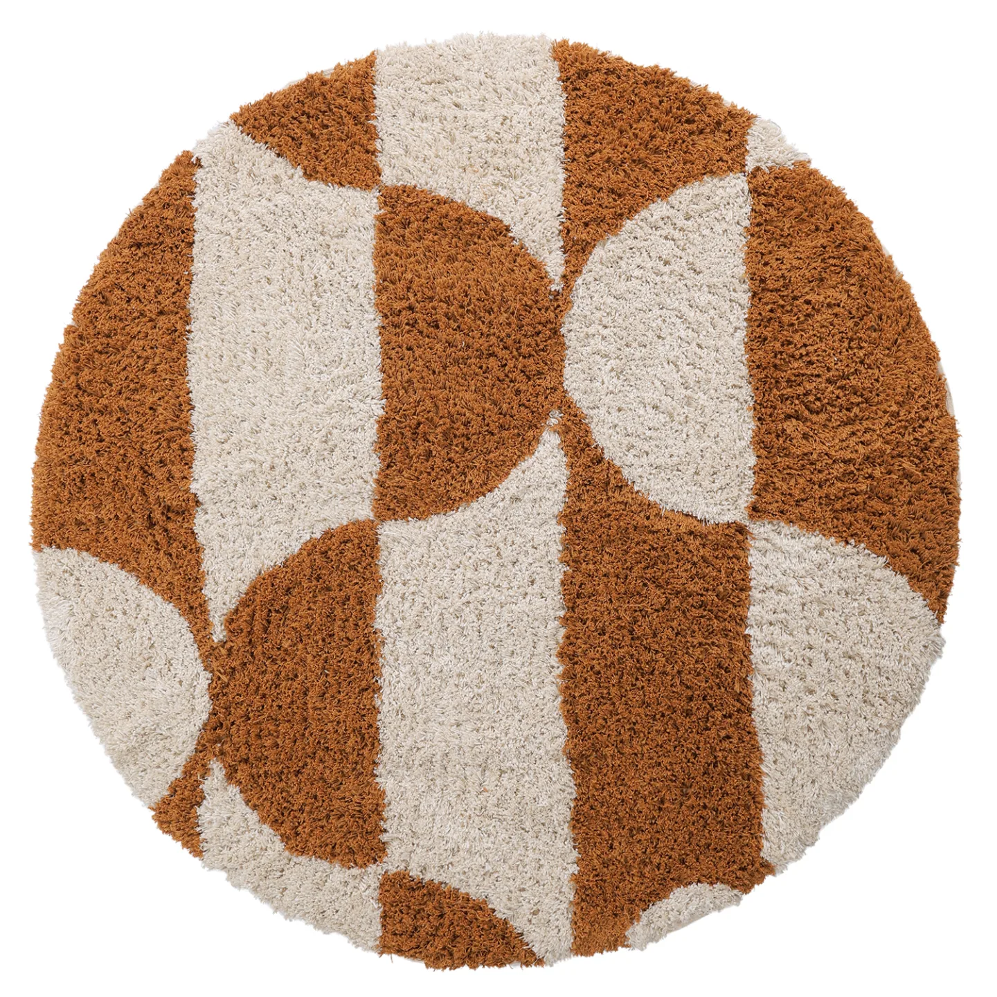 Rundt teppe - Kalymnos Natural Cotton Shaggy (off-white/oker) (Størrelse: Ø 160 cm)