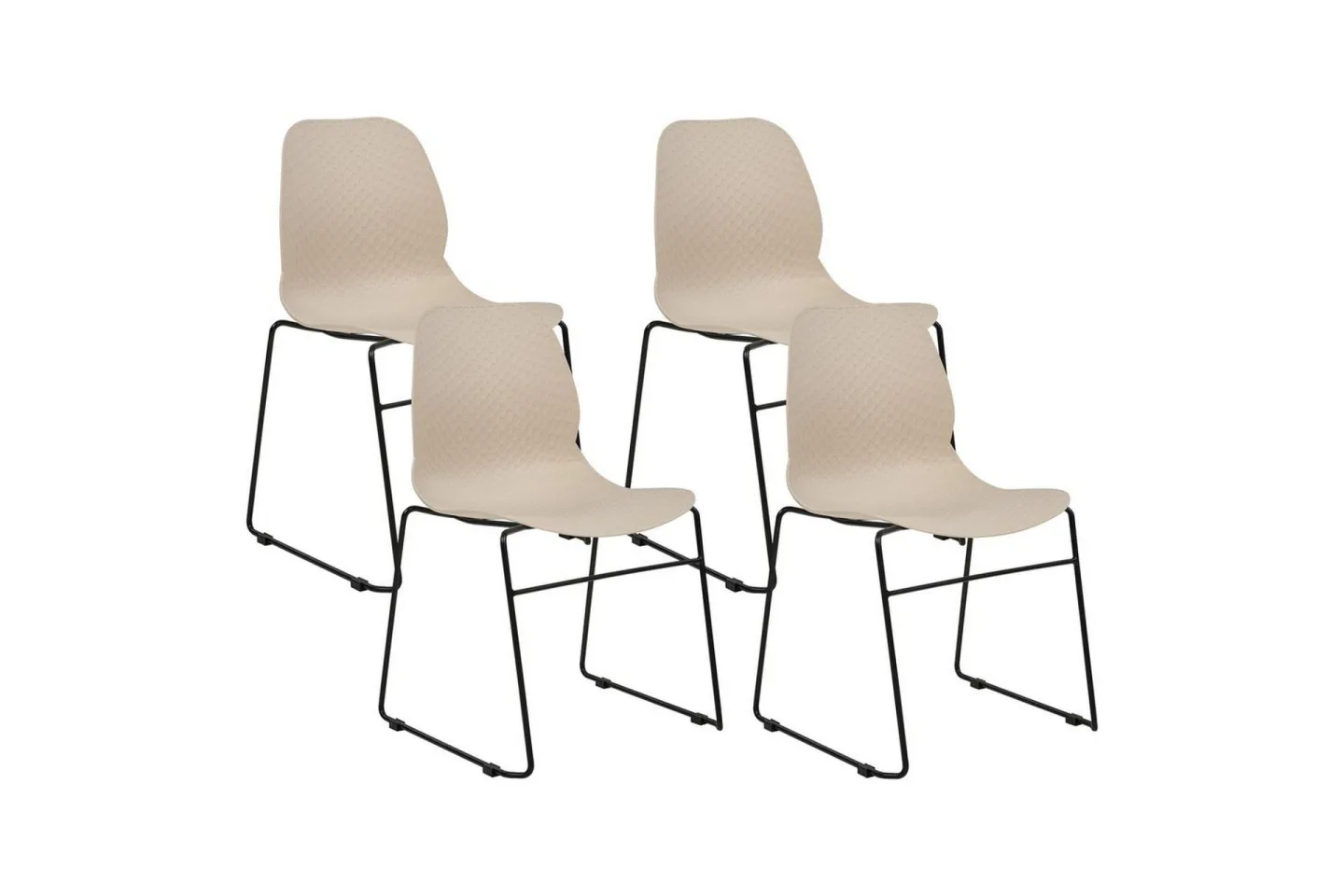 Set med 4 matstolar Panora - Beige, svart