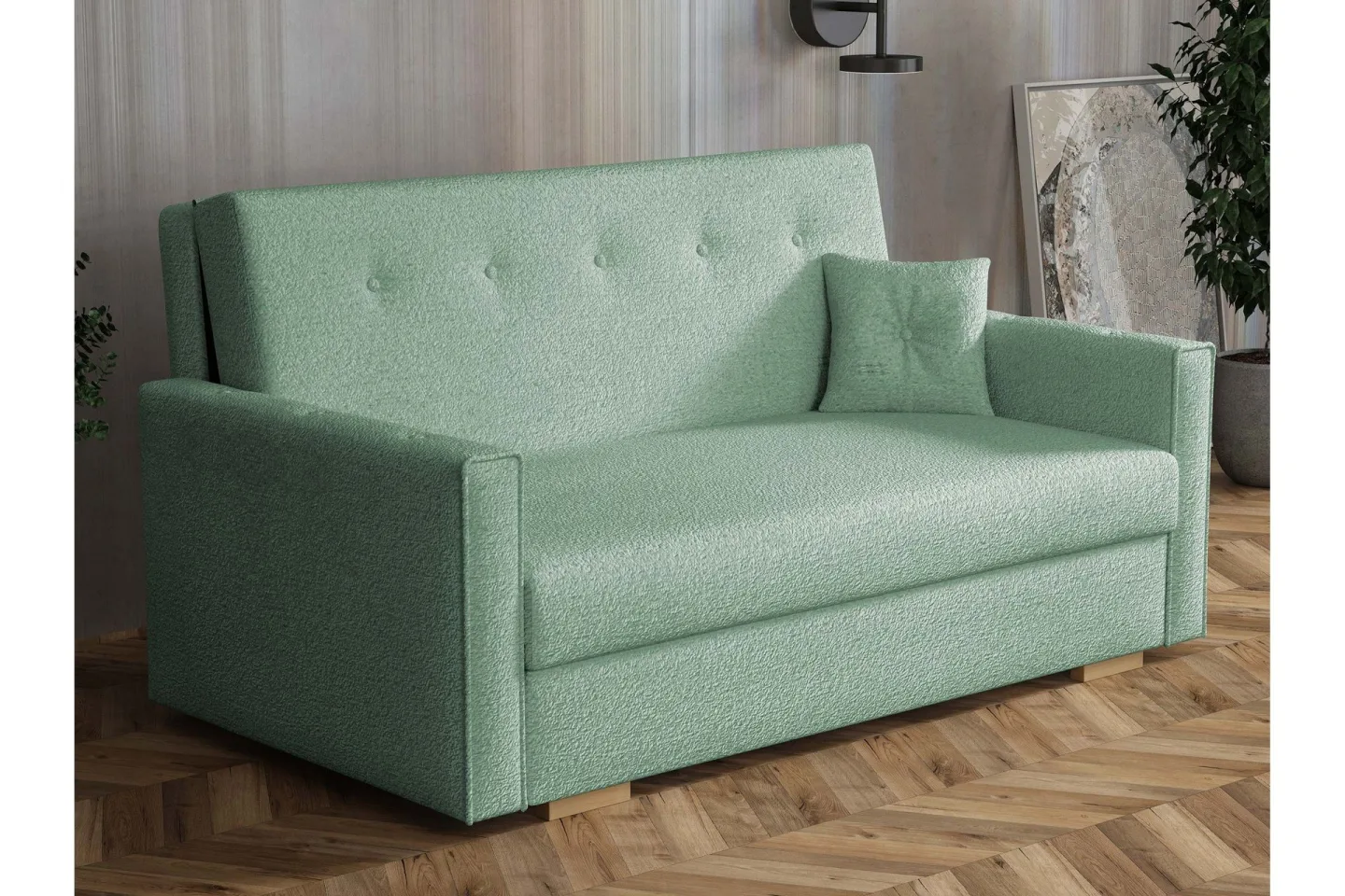 Ajiz Bäddsoffa 3-sits i Bouclé - Grön