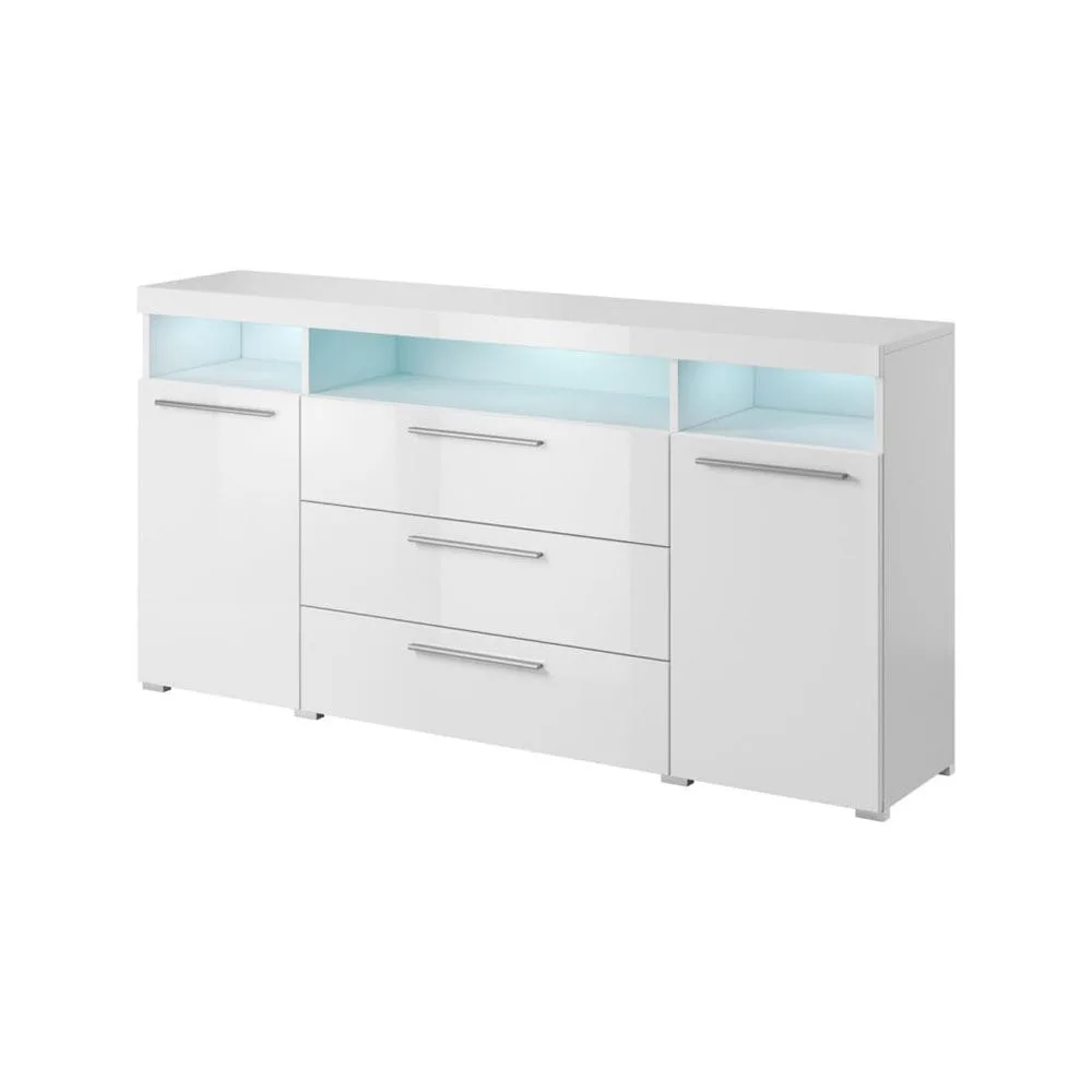 Sideboard Indien 2 Dörrar med 3 Lådor - Vit, 182 cm