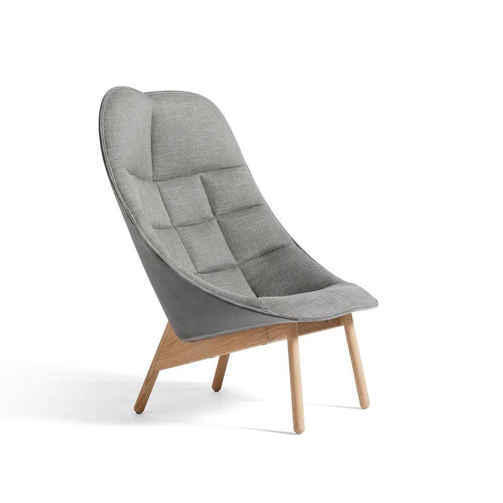 HAY Uchiwa Quilt Loungesessel Magnesium-Eiche-Rückseite lola warm grey