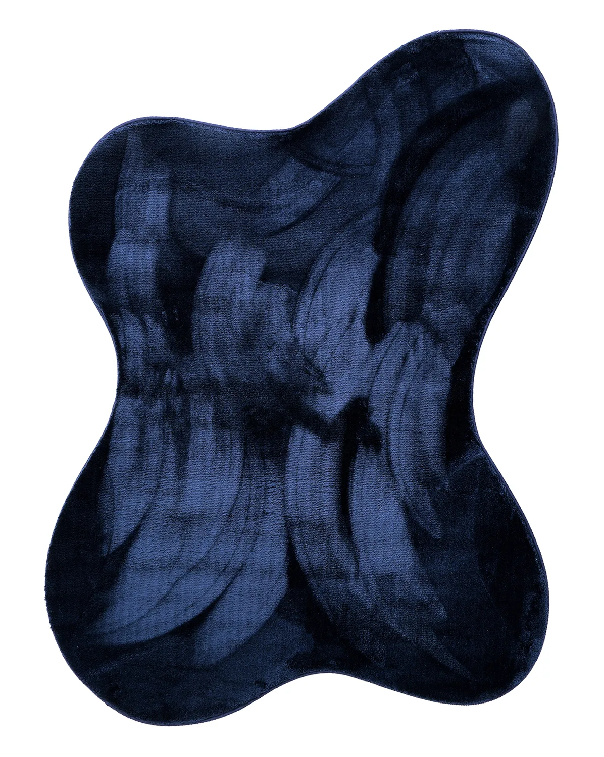 Asymmetrisk Bølgete Ryeteppe - Aranga Super Soft Fur (mørkeblått) (Størrelse: 80 x 150 cm)