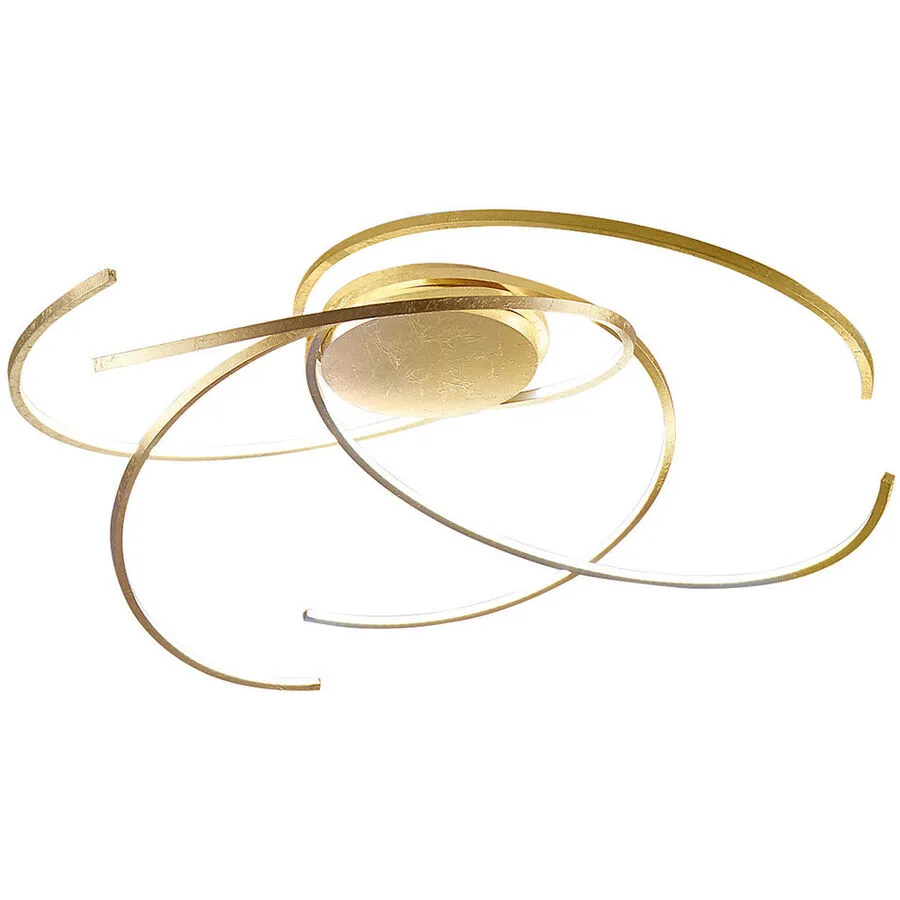 Escale Deckenlampe Space Gold Aluminium 80 cm 20 cm - Farbe: Blattgoldoptik - LED - Lichtfarbe: Extra warmweiss - LED Energiesparlampen