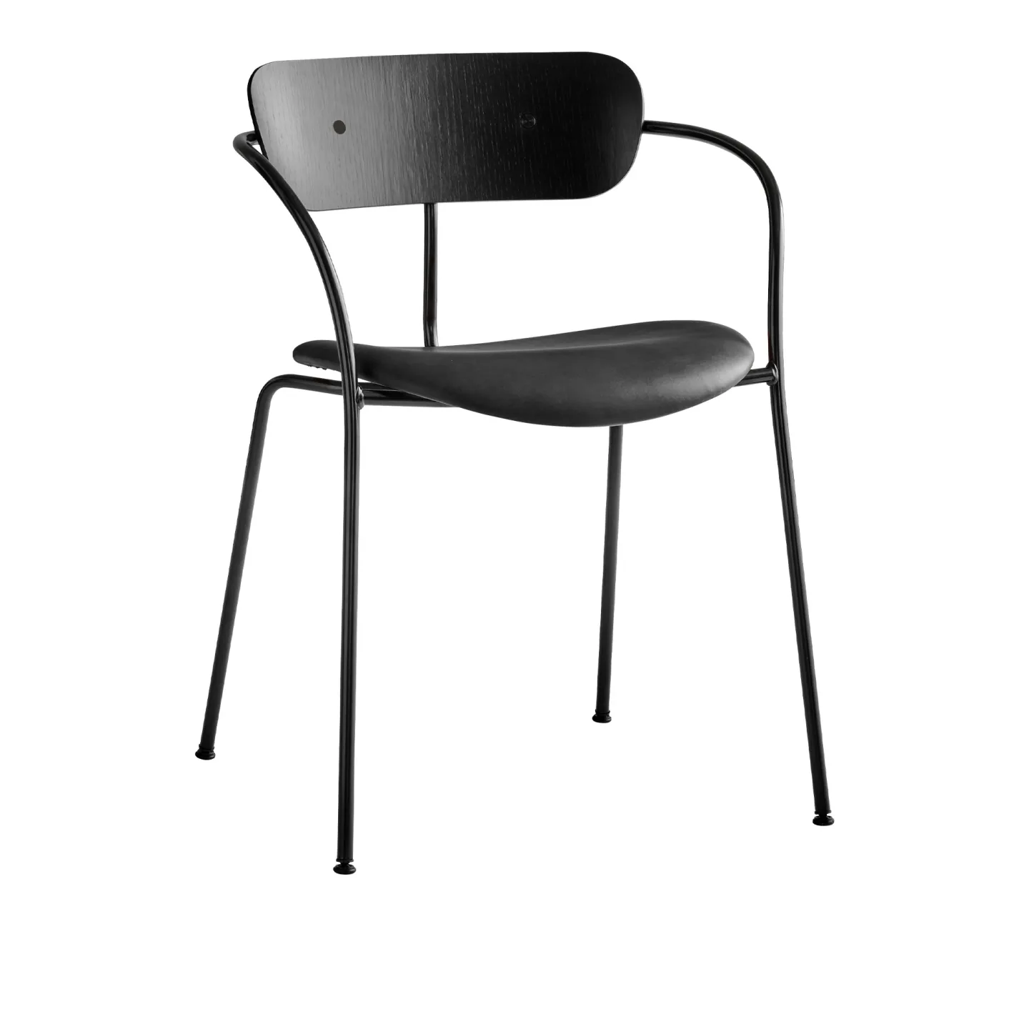 &Tradition - Pavilion AV4, Black Lacquered Oak Leather cat.2, Noble Cognac - Matstolar - Anderssen & Voll - Metall/Trä
