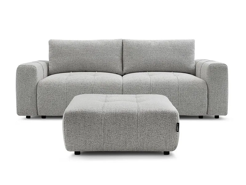 3er Sofa mit Hocker BOBOCHIC ARSENE Stoff chiniert hellgrau
