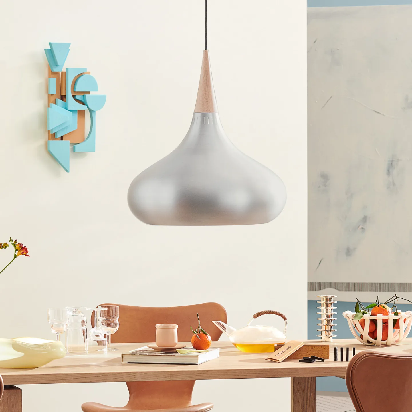 Orient P3 Pendelleuchte Matt Alu/Eiche - Fritz Hansen - Wohnzimmer - Design - Metall - Einflammig