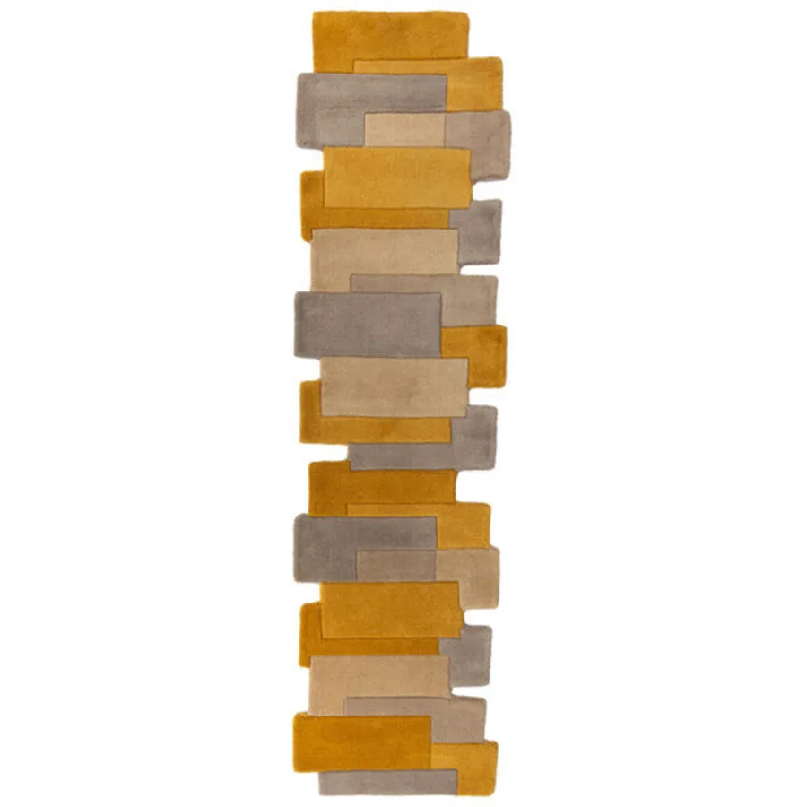 Teppich Collie Gelb, Grau, Beige Symmetrie Wolle 230 x 60 cm