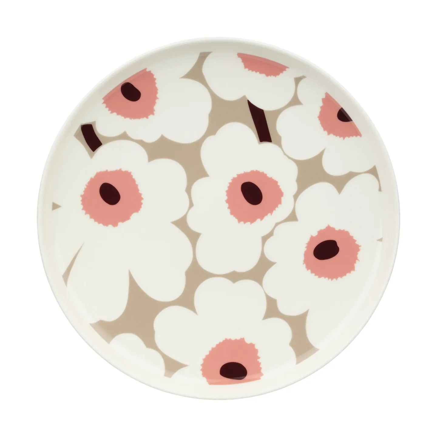 Marimekko Unikko Teller Ø25cm White-clay-powder-dark wine