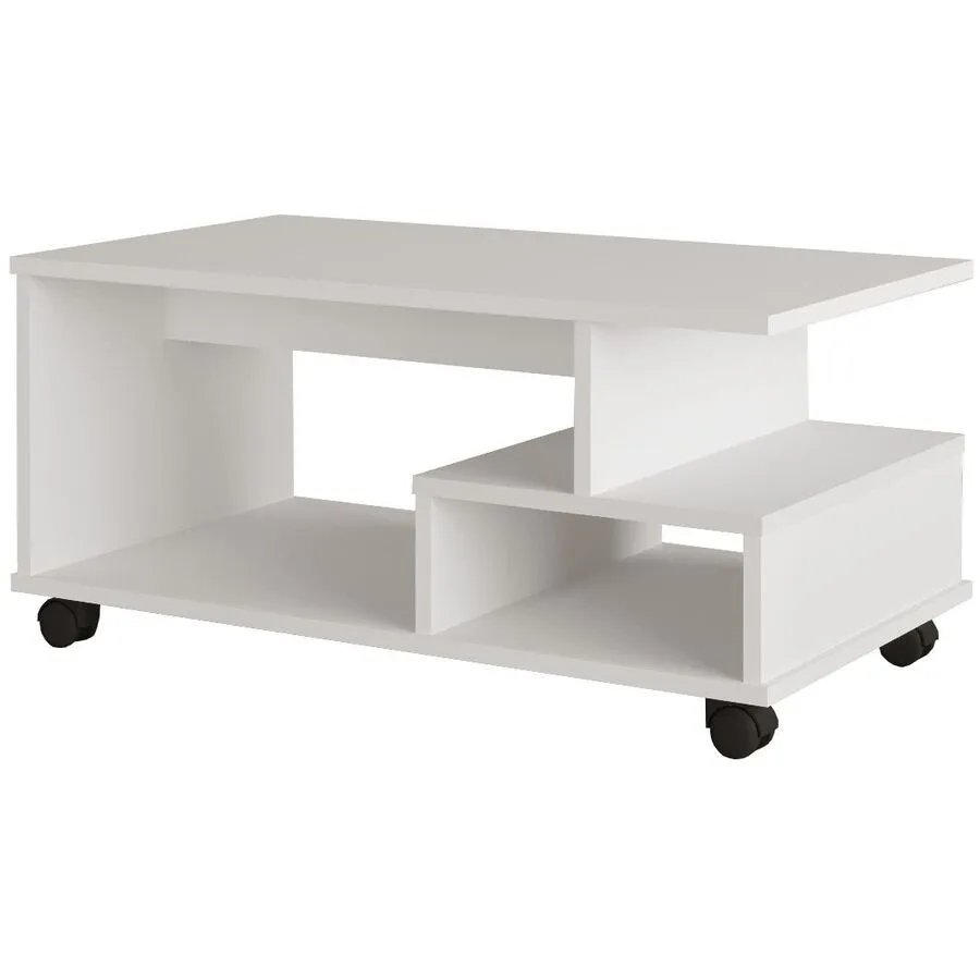 Salontisch Georis Weiß 100% Melaminbeschichtete Kiefer B 90 T 51 cm - Farbe: Weiss