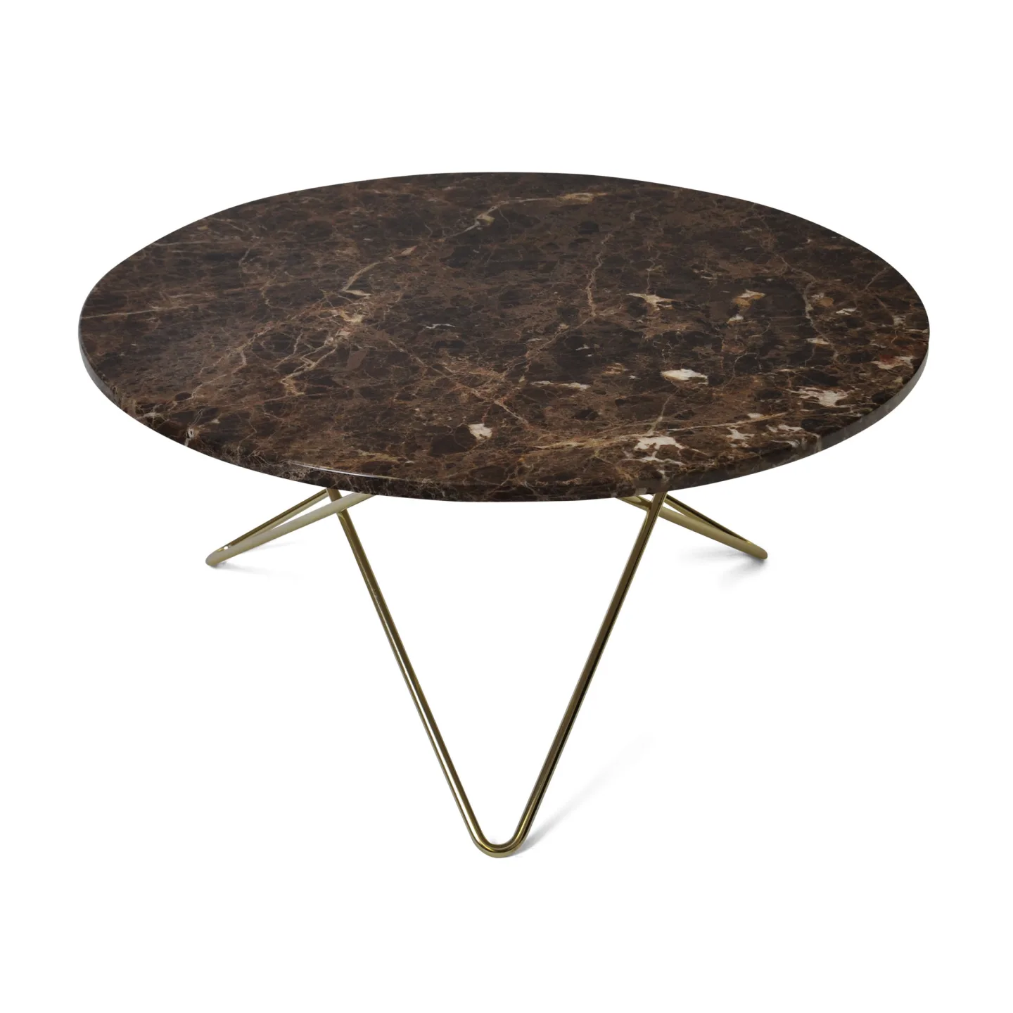 OX Denmarq - O Table, Brass Frame, Top: Brown Marble - Soffbord - Dennis Marquart - Brun - Metall/Sten
