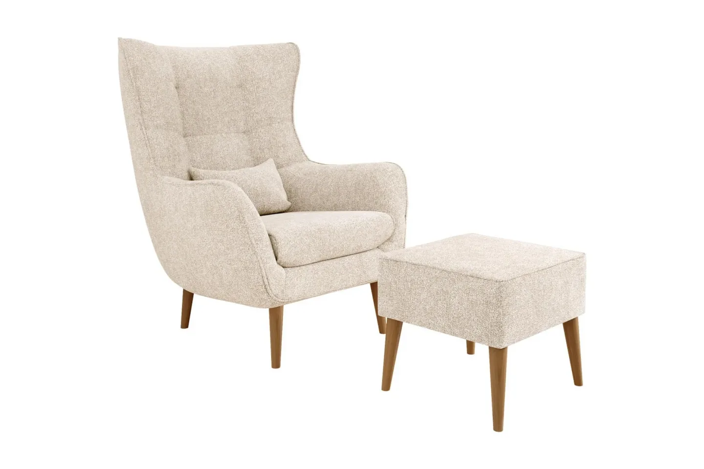 Fåtölj LORD med fotpall - Beige