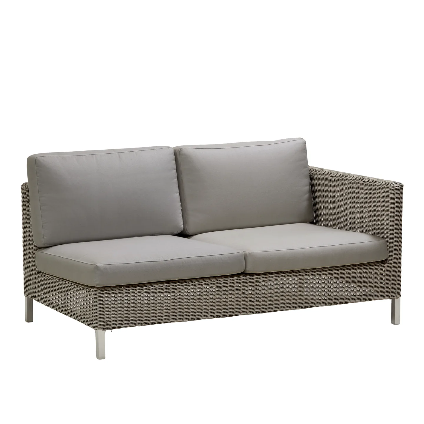 Cane-Line - Connect Modulsoffa 2-sits, Vänster, Dyna: Brun, Taupe, Cane-Line Weave, Ben: Galvaniserat stål - Soffor utomhus - Cane-line Design Team