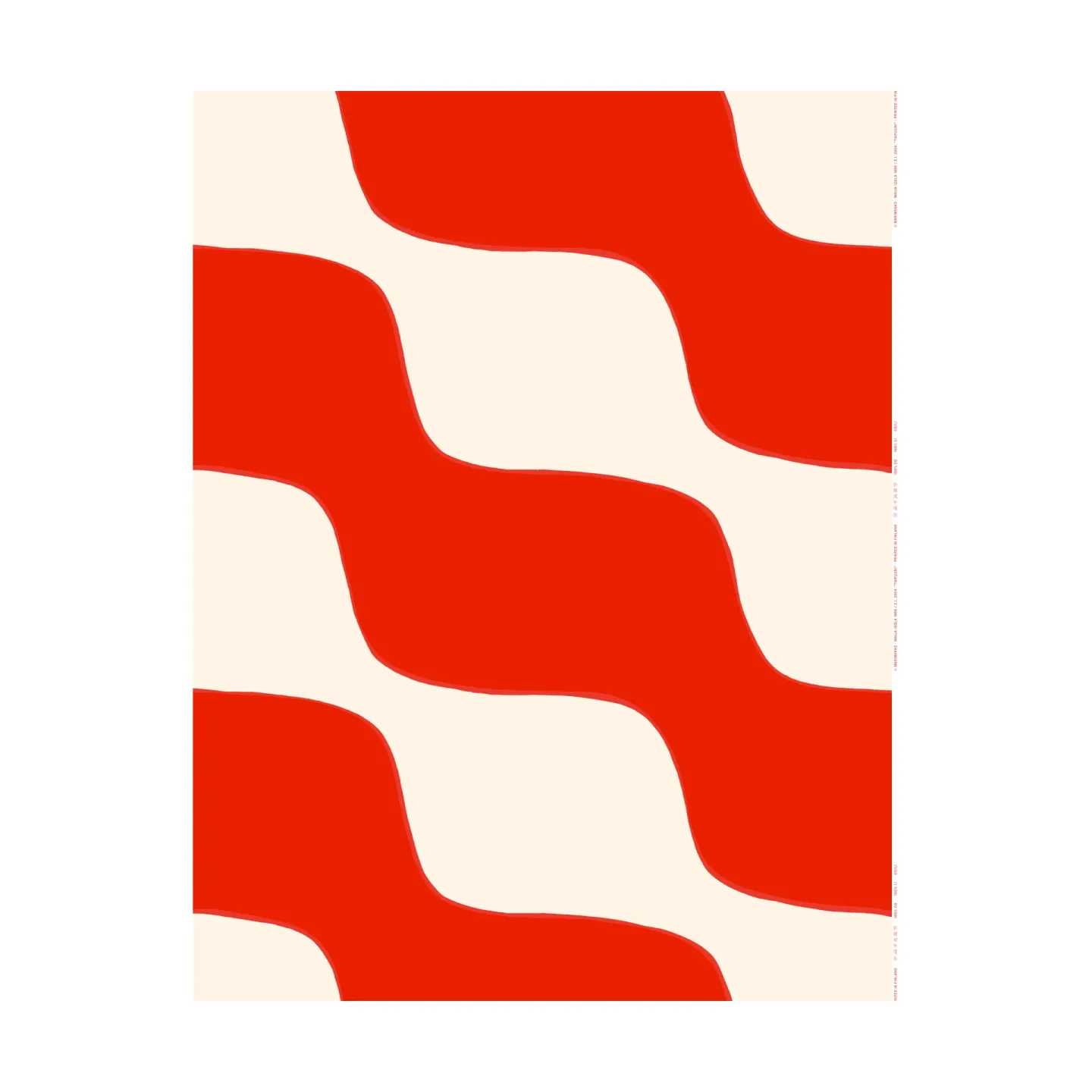 Marimekko Taifuuni Stoff Natural white, Orange red, Baumwolle