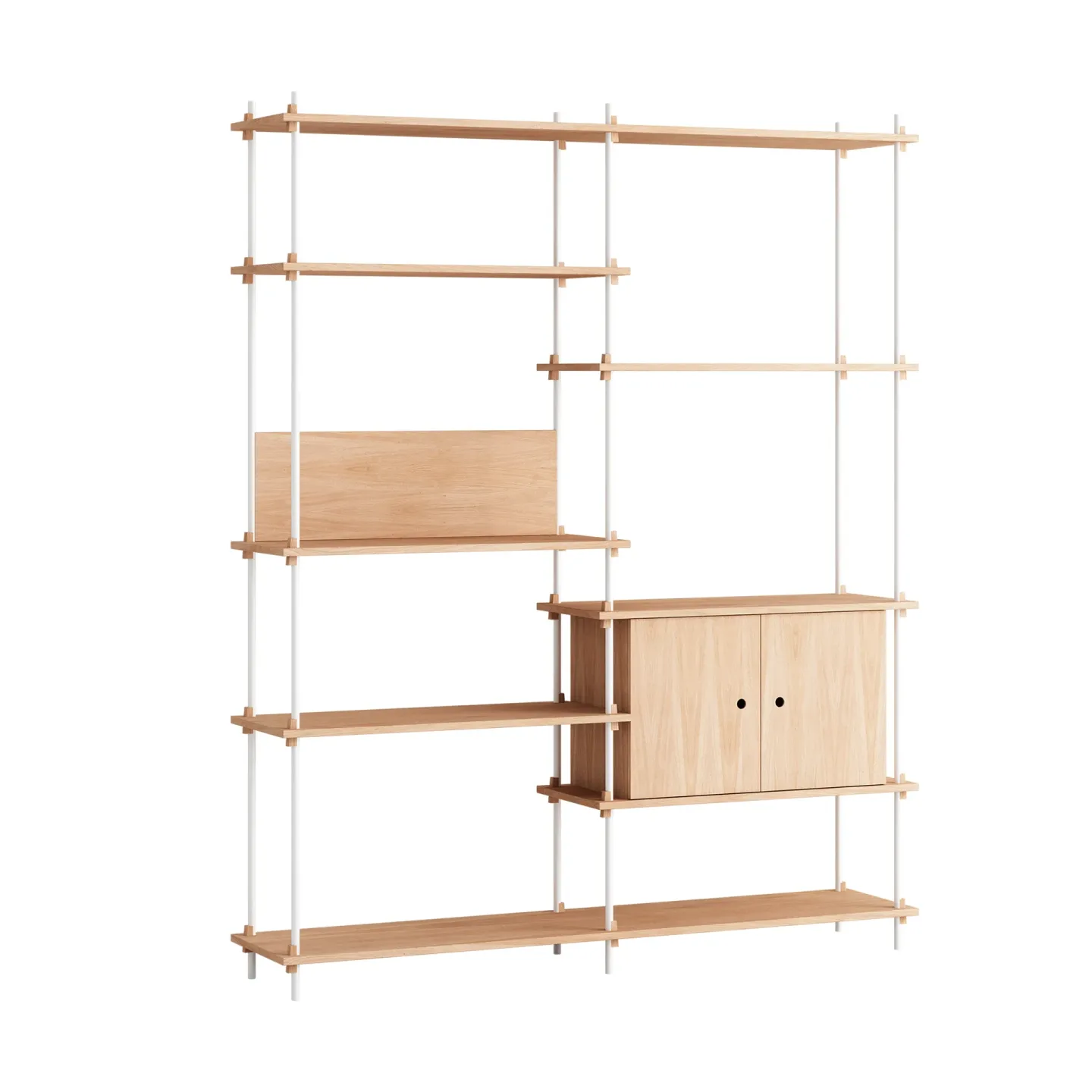 MOEBE Shelving System hylla med skåp Ek-white, 163x200x35 cm, S.200.2.C