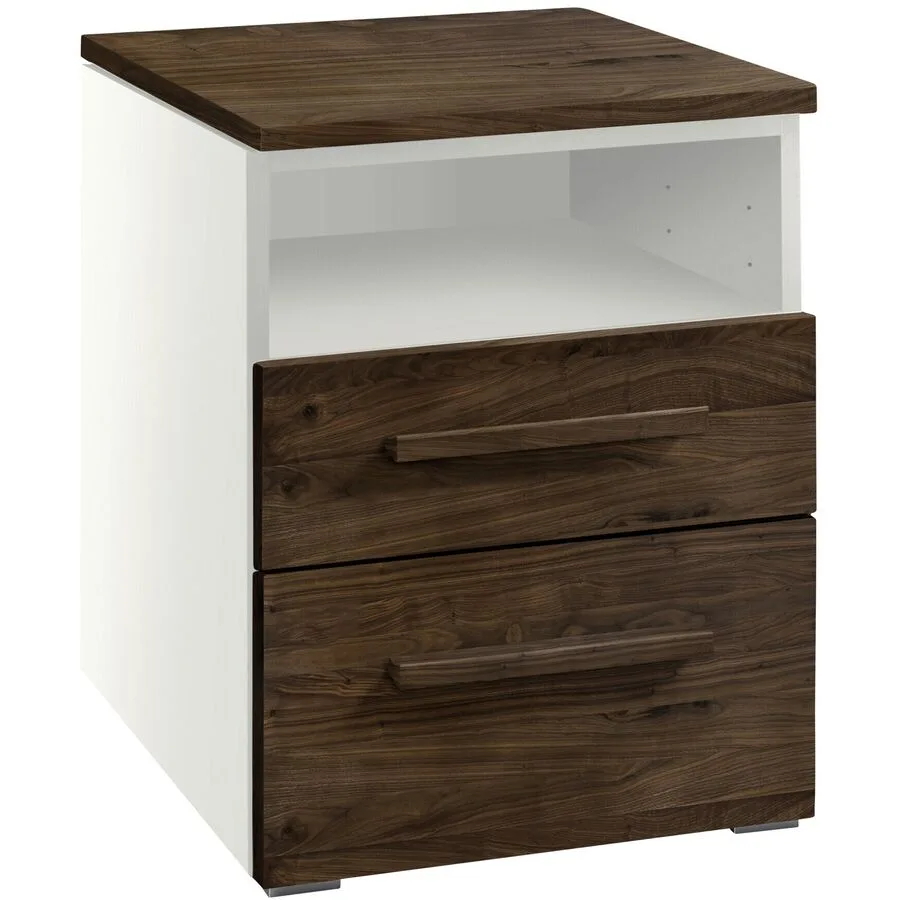 Hasena Nachttisch Reinhold Nussbaum, Weiss Holz, MDF Massivholz B 45 H 55 cm