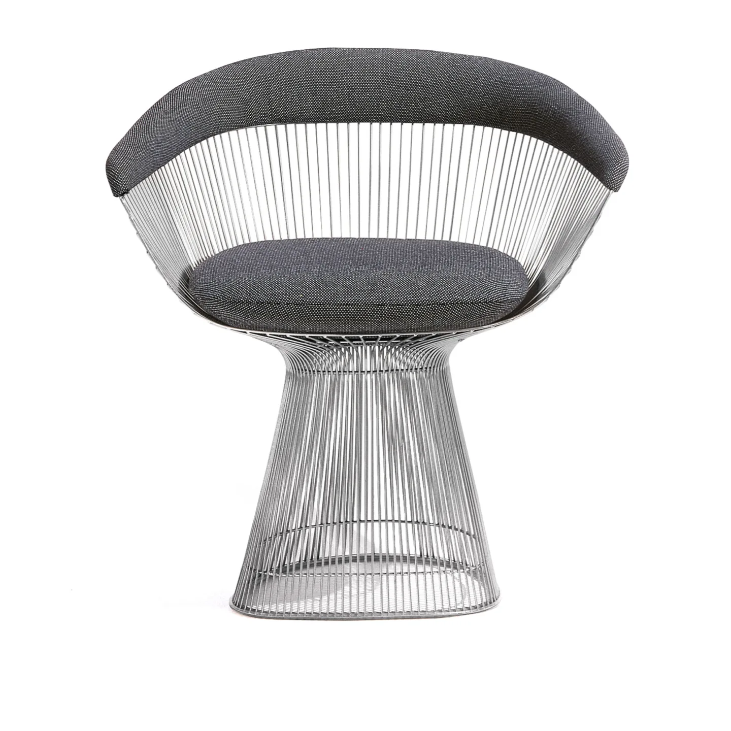 Knoll - Platner Side Chair, underrede i Polerad nickel, Tyg: Kat. B - Knoll Velvet - K78487 - Fåtöljer - Warren Platner - Silver - Naturmaterial/Skum