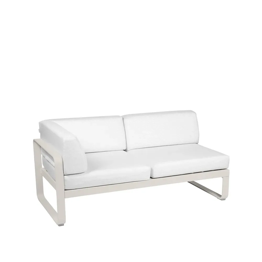 Fermob Bellevie Corner modulsoffa 2-sits Clay grey (grå), offwhite dyna, vänster