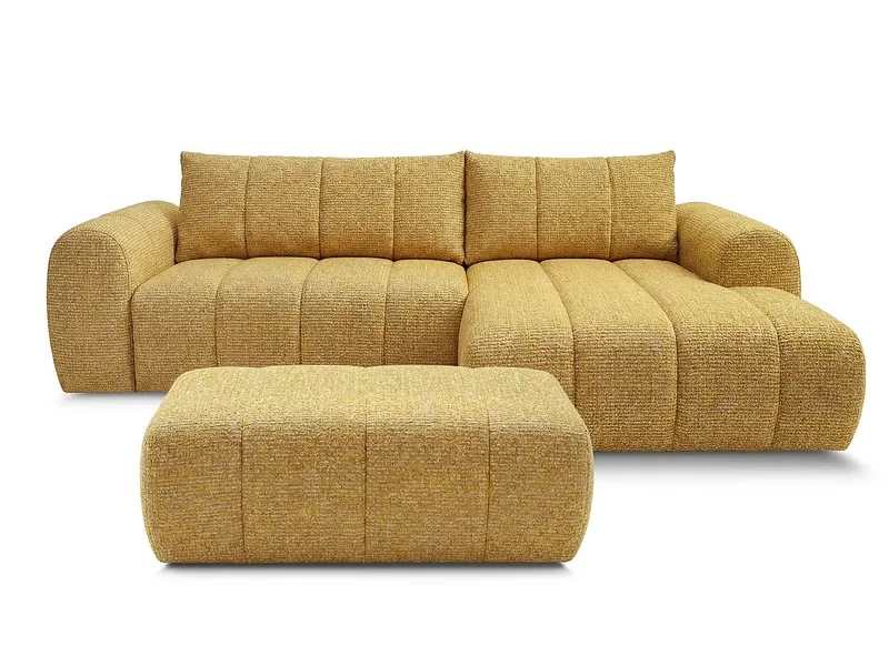 Ecksofa mit Hocker BOBOCHIC NESTY Stoff chiniert gelb