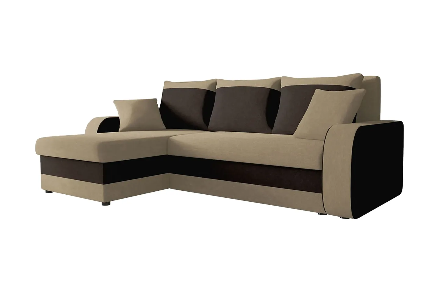 Alvared 3-sits Hörnbäddsoffa Universal - Beige/Brun