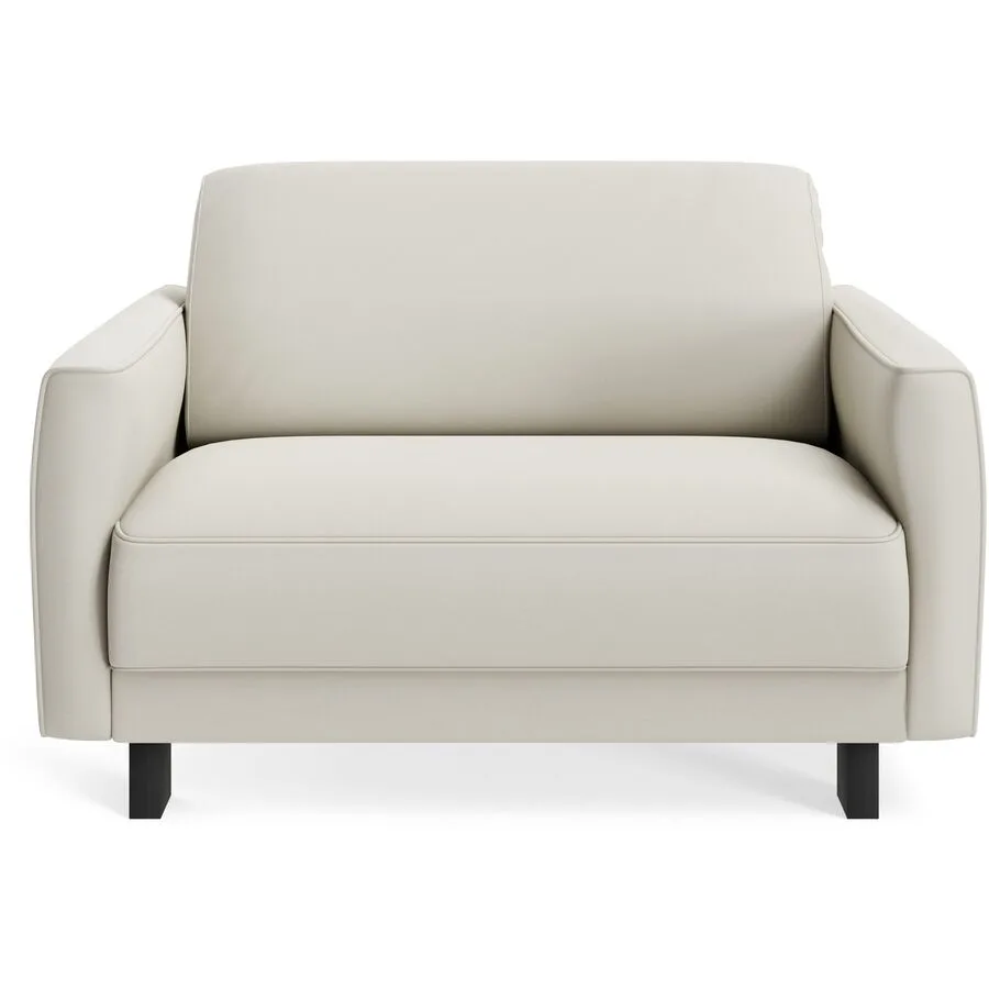 Sessel Avena Weiss Leder, Eiche B 117 T 96 H 74 cm - Möbel Konfigurator: Traummöbel individuell zusammenstellen