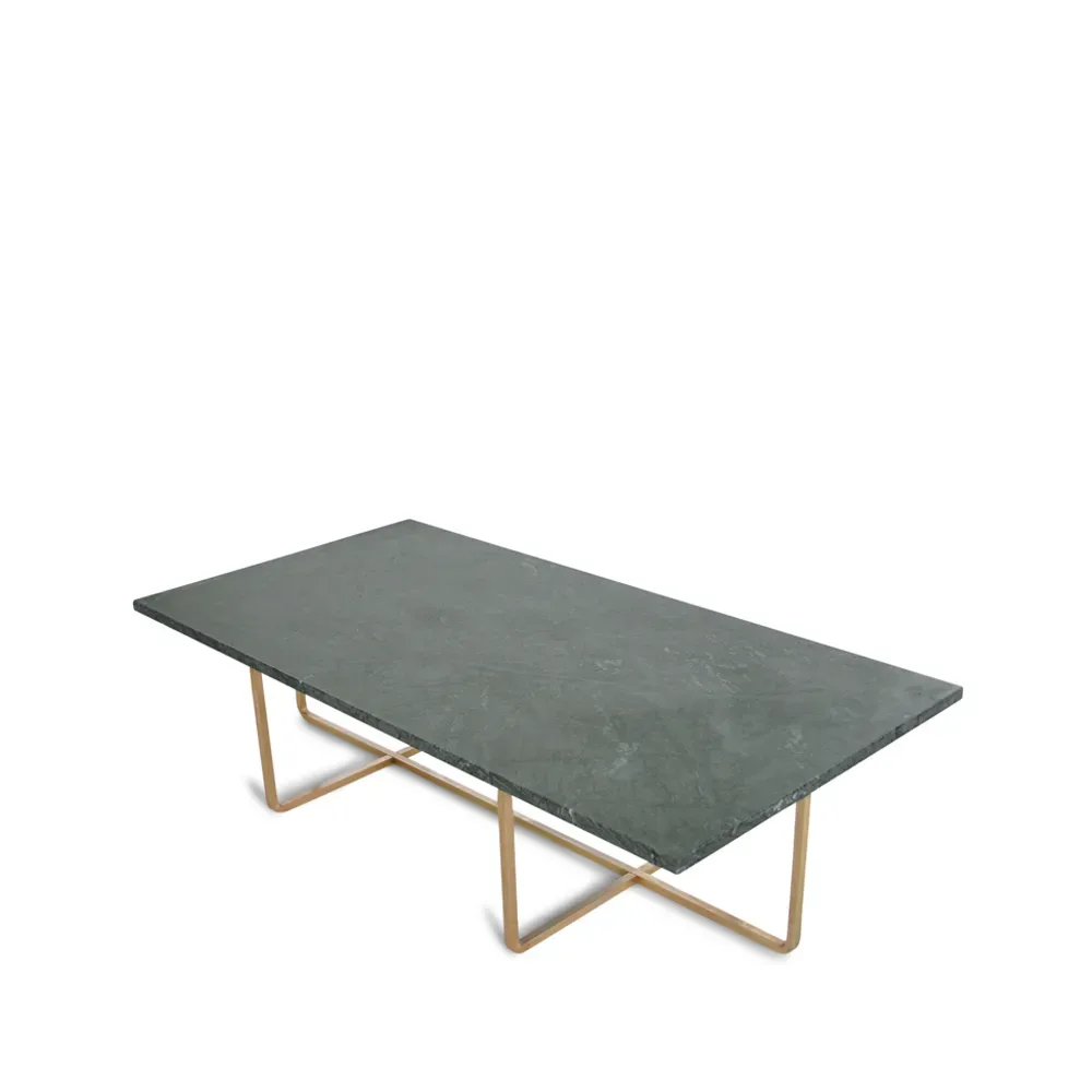 OX Denmarq Ninety Couchtisch rechteckig Marmor indio, Messinggestell