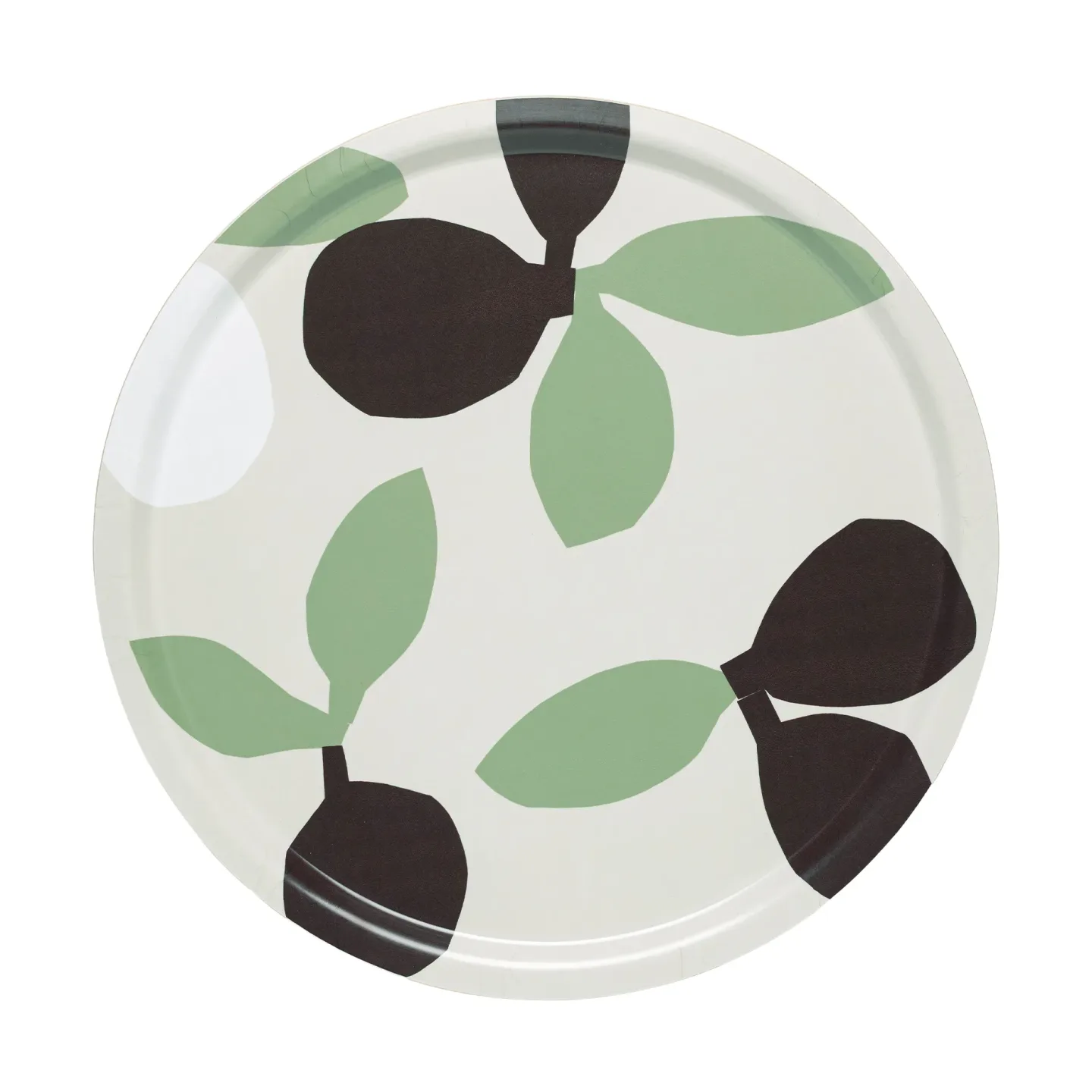 Marimekko Omppo Tablett Linen, sage, black brown, white, 46 cm