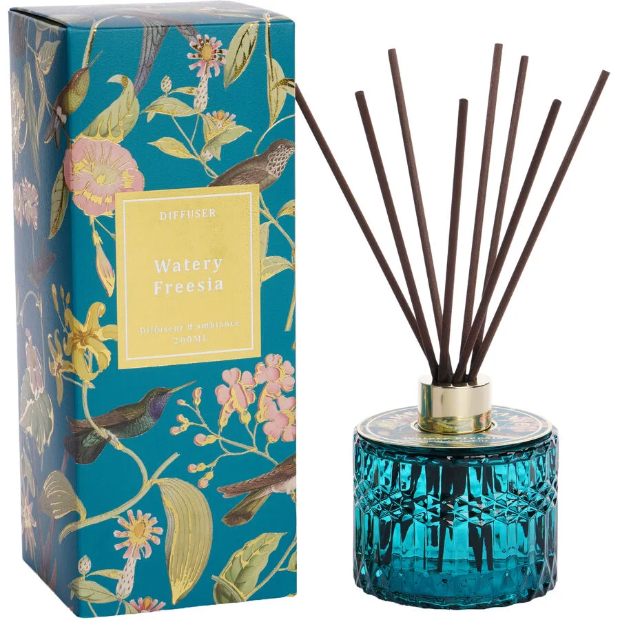 Diffuser Giulia Watery Freesia 200ml blau - Material: Glas/Rattan