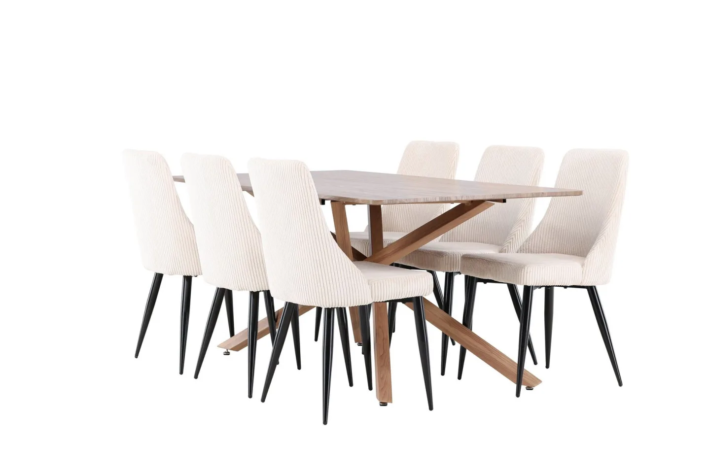 Piazza Matgrupp 180 cm Rektangulär med 6 Leone stolar - Mocca/Beige