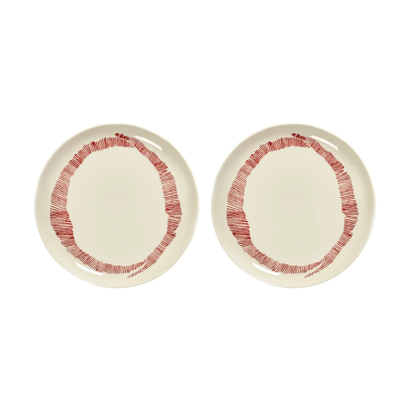 Serax Ottolenghi Feast Teller M Ø22,5 cm 2er Pack White stripes-red