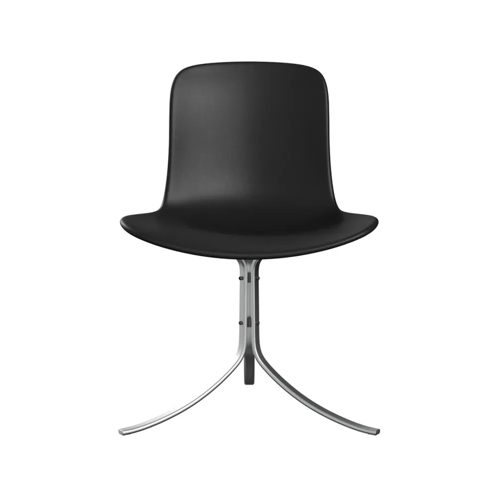 Fritz Hansen PK9 stol Leather aura black-steel