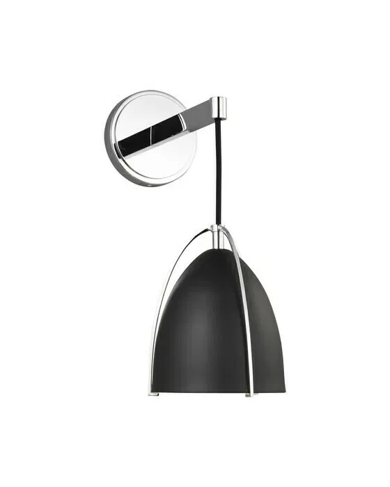Norman One Light Wall Sconce Chrome/Matte Black